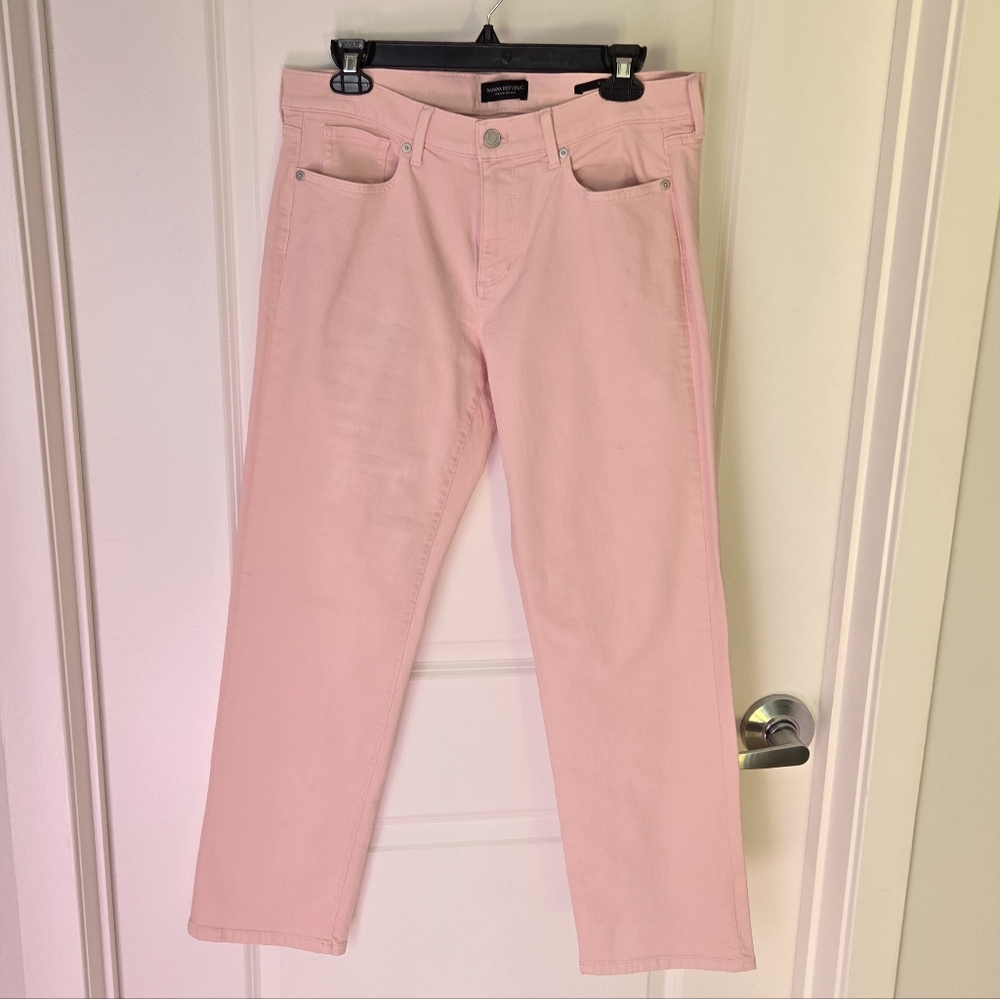 (Tall) Banana Republic Pink Girlfriend Cropped Straight-Leg Jeans Sz 29L